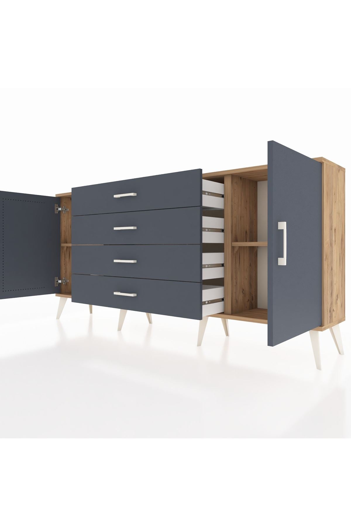 Arges Konsol 2 Raflı 4 Çekmeceli 2 Kapaklı 176x30x83 - S148M001V26A