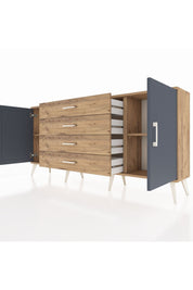 Arges Konsol 2 Raflı 4 Çekmeceli 2 Kapaklı 176x30x83 - S148M001V27A