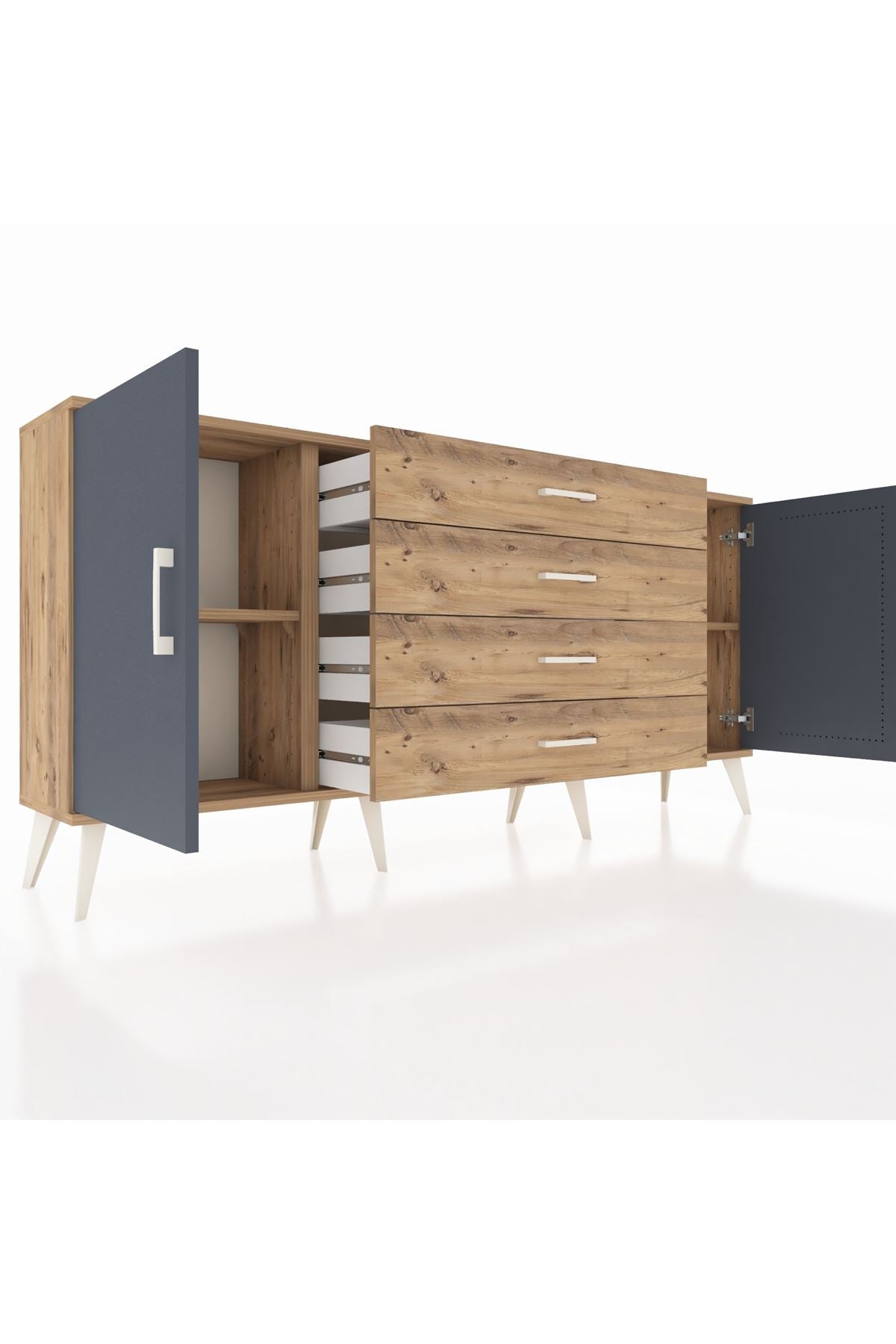 Arges Konsol 2 Raflı 4 Çekmeceli 2 Kapaklı 176x30x83 - S148M001V27A