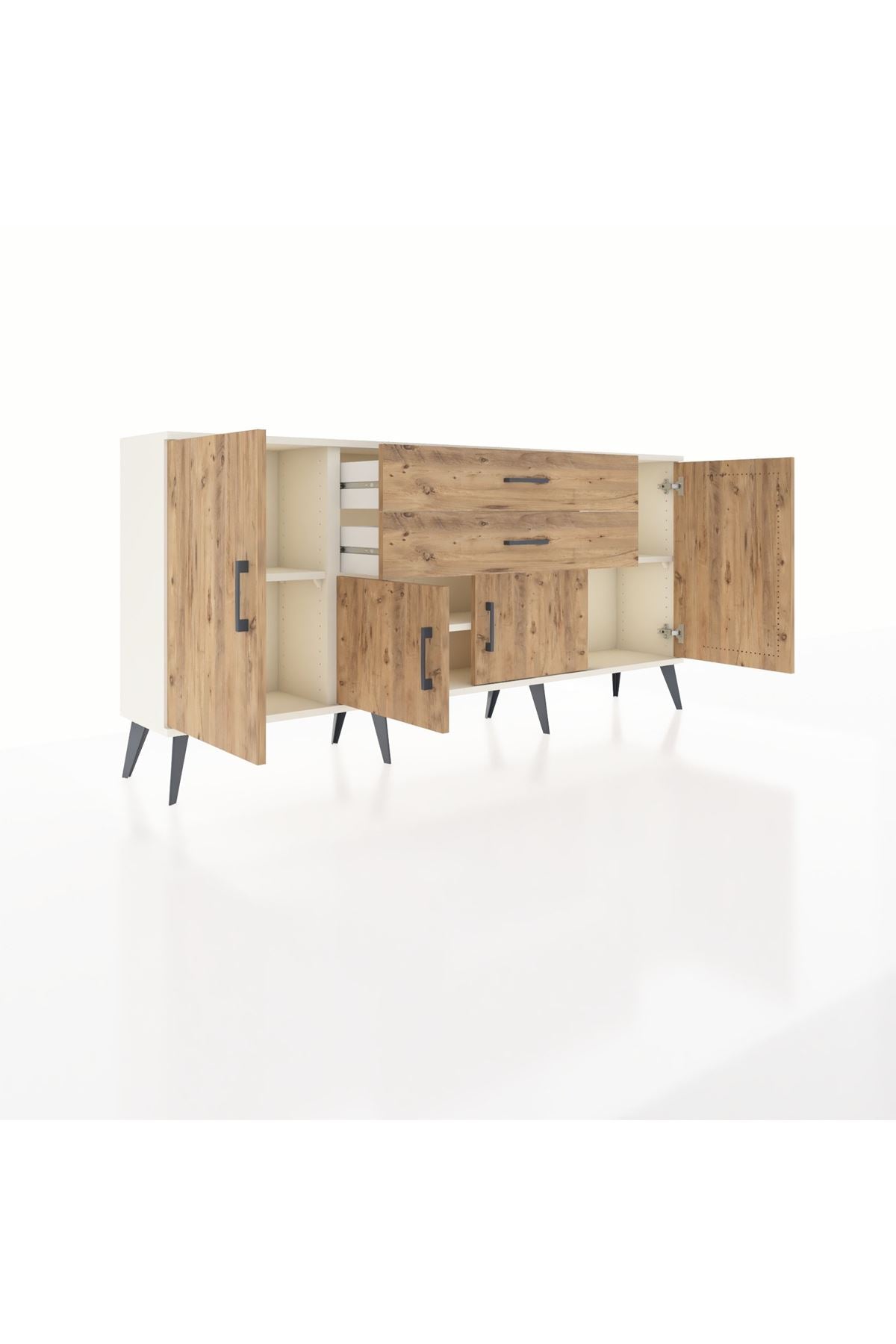 Arges Konsol 3 Raflı 2 Çekmeceli 4 Kapaklı 176x30x83 - S148M002V03A