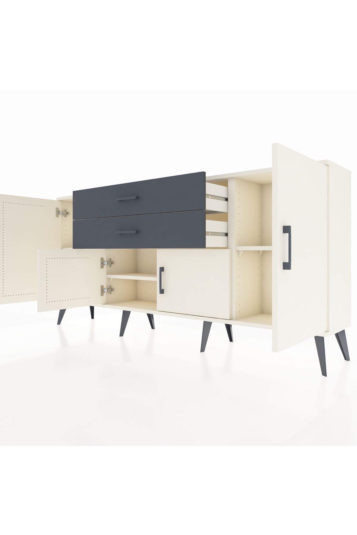 Arges Konsol 3 Raflı 2 Çekmeceli 4 Kapaklı 176x30x83 - S148M002V05A