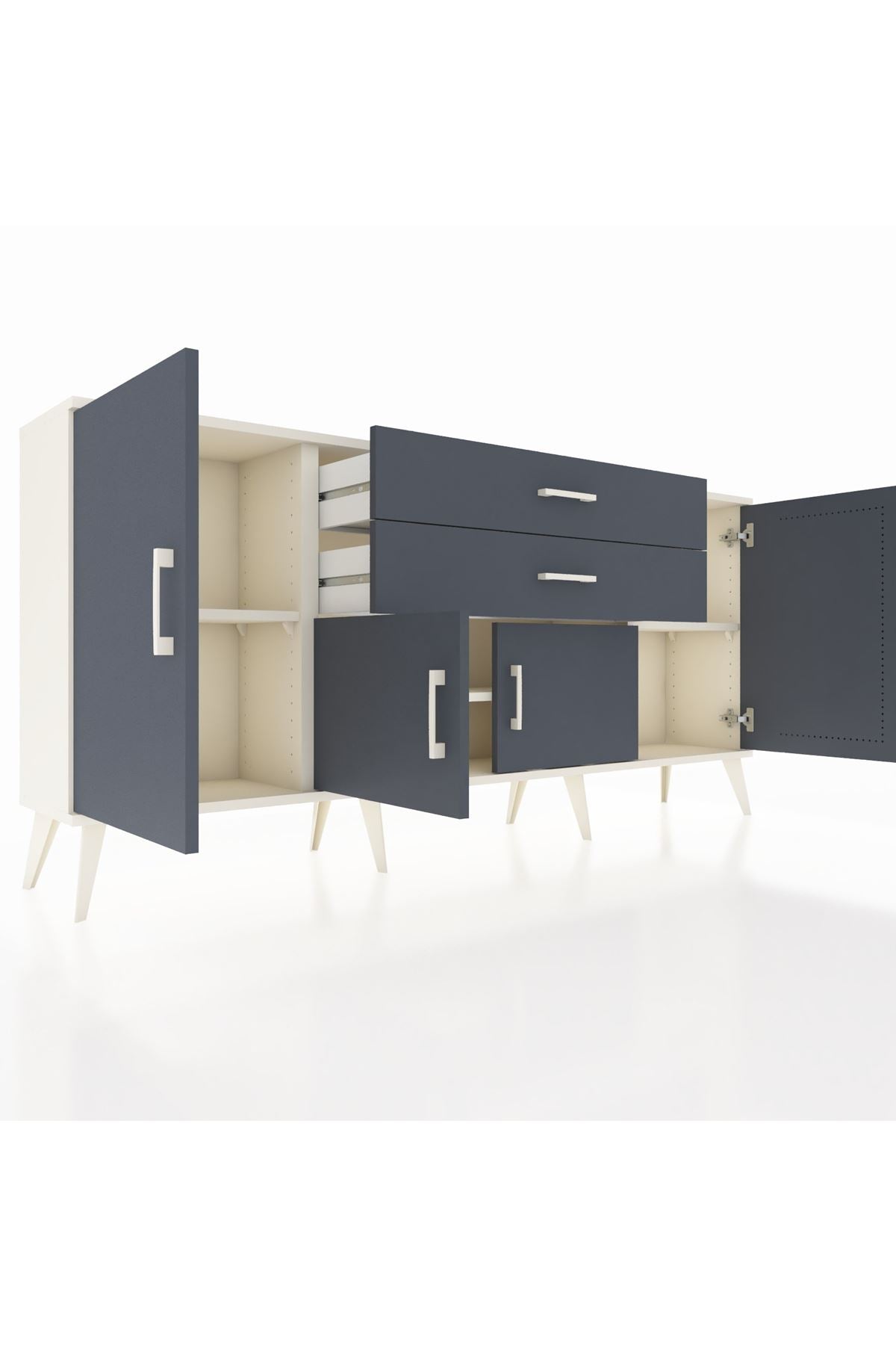 Arges Konsol 3 Raflı 2 Çekmeceli 4 Kapaklı 176x30x83 - S148M002V08A
