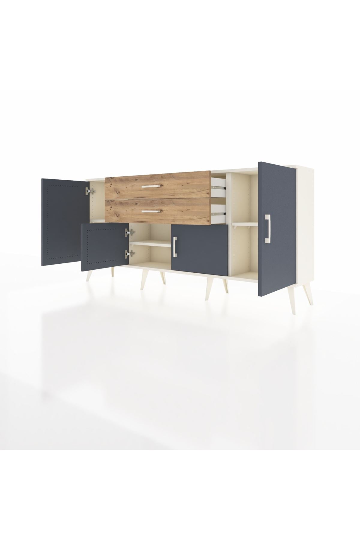 Arges Konsol 3 Raflı 2 Çekmeceli 4 Kapaklı 176x30x83 - S148M002V09A