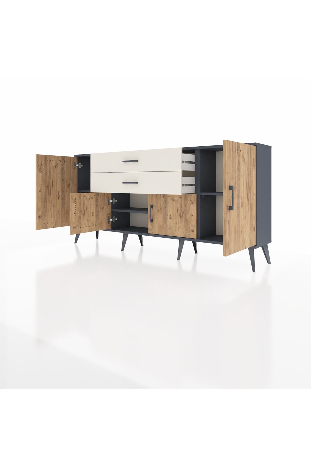 Arges Konsol 3 Raflı 2 Çekmeceli 4 Kapaklı 176x30x83 - S148M002V10A