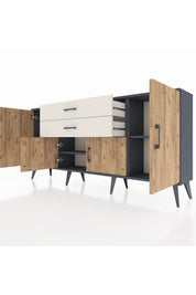 Arges Konsol 3 Raflı 2 Çekmeceli 4 Kapaklı 176x30x83 - S148M002V10A