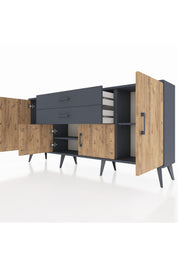 Arges Konsol 3 Raflı 2 Çekmeceli 4 Kapaklı 176x30x83 - S148M002V11A
