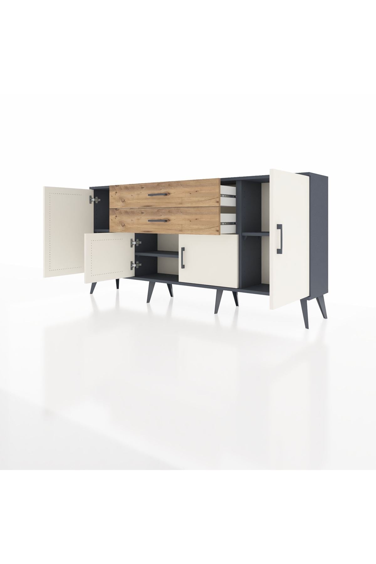 Arges Konsol 3 Raflı 2 Çekmeceli 4 Kapaklı 176x30x83 - S148M002V15A