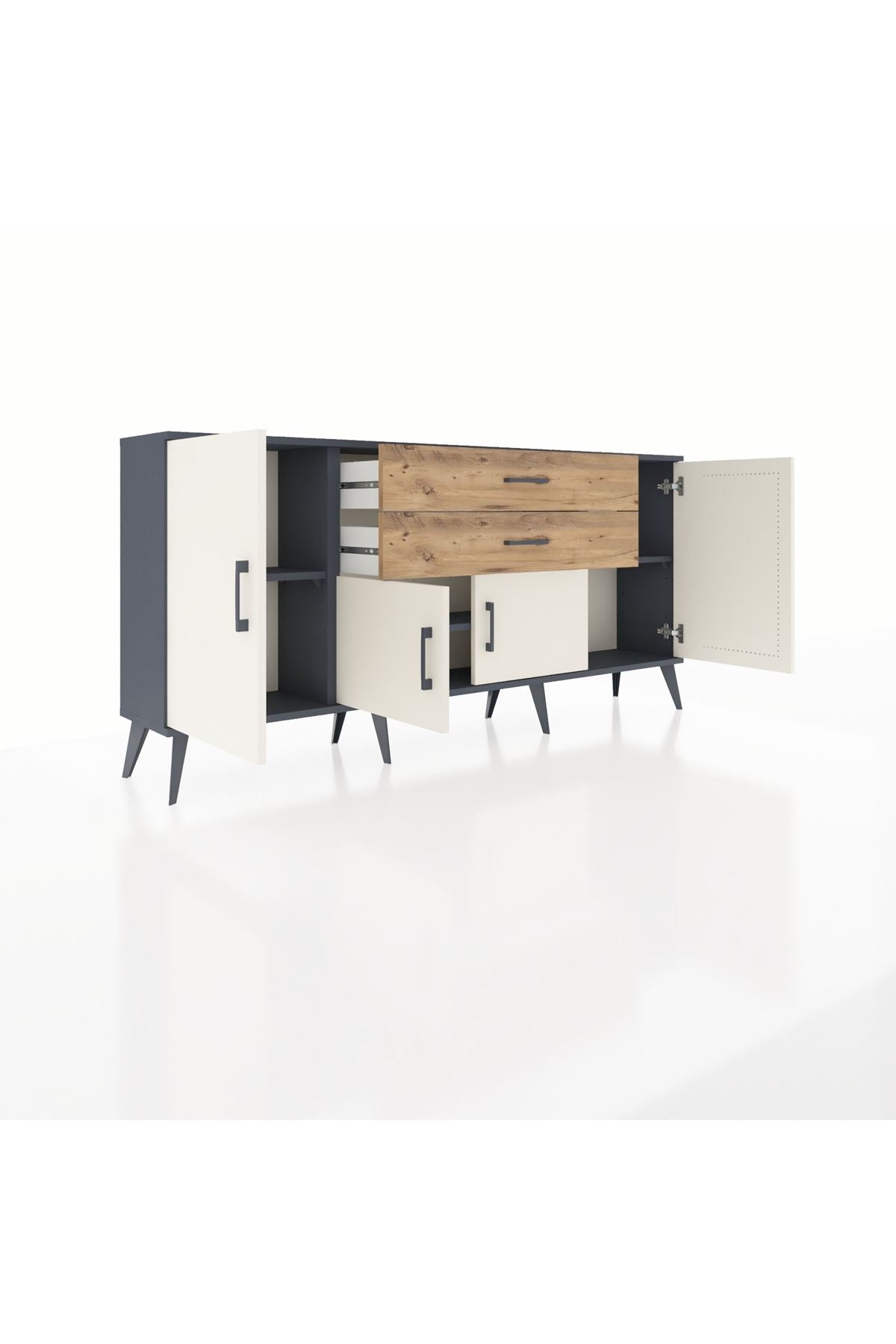 Arges Konsol 3 Raflı 2 Çekmeceli 4 Kapaklı 176x30x83 - S148M002V15A