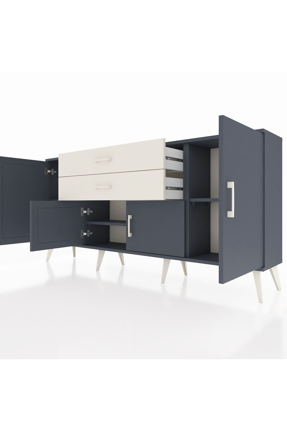 Arges Konsol 3 Raflı 2 Çekmeceli 4 Kapaklı 176x30x83 - S148M002V16A