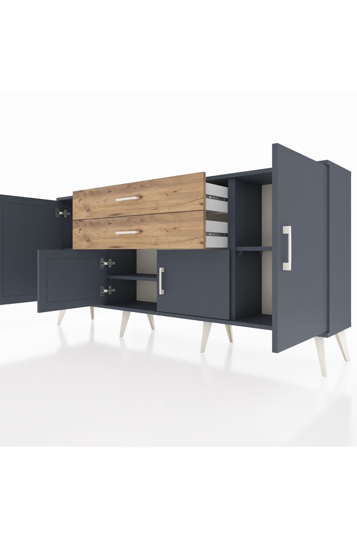 Arges Konsol 3 Raflı 2 Çekmeceli 4 Kapaklı 176x30x83 - S148M002V18A