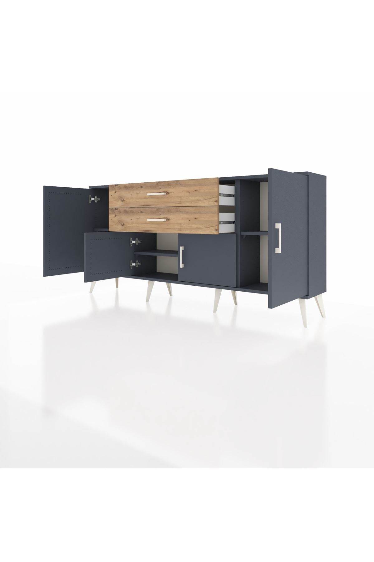 Arges Konsol 3 Raflı 2 Çekmeceli 4 Kapaklı 176x30x83 - S148M002V18A