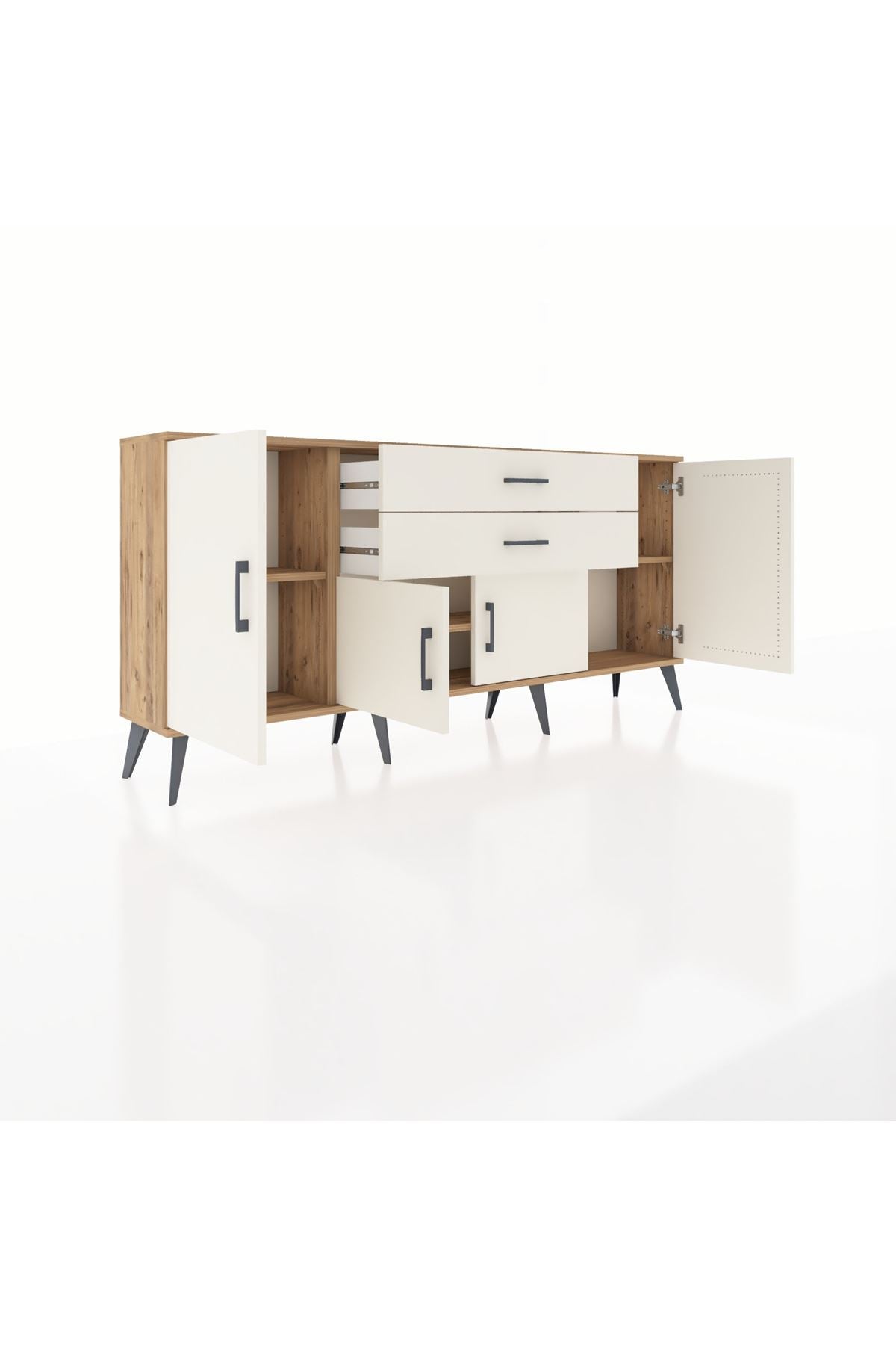 Arges Konsol 3 Raflı 2 Çekmeceli 4 Kapaklı 176x30x83 - S148M002V22A