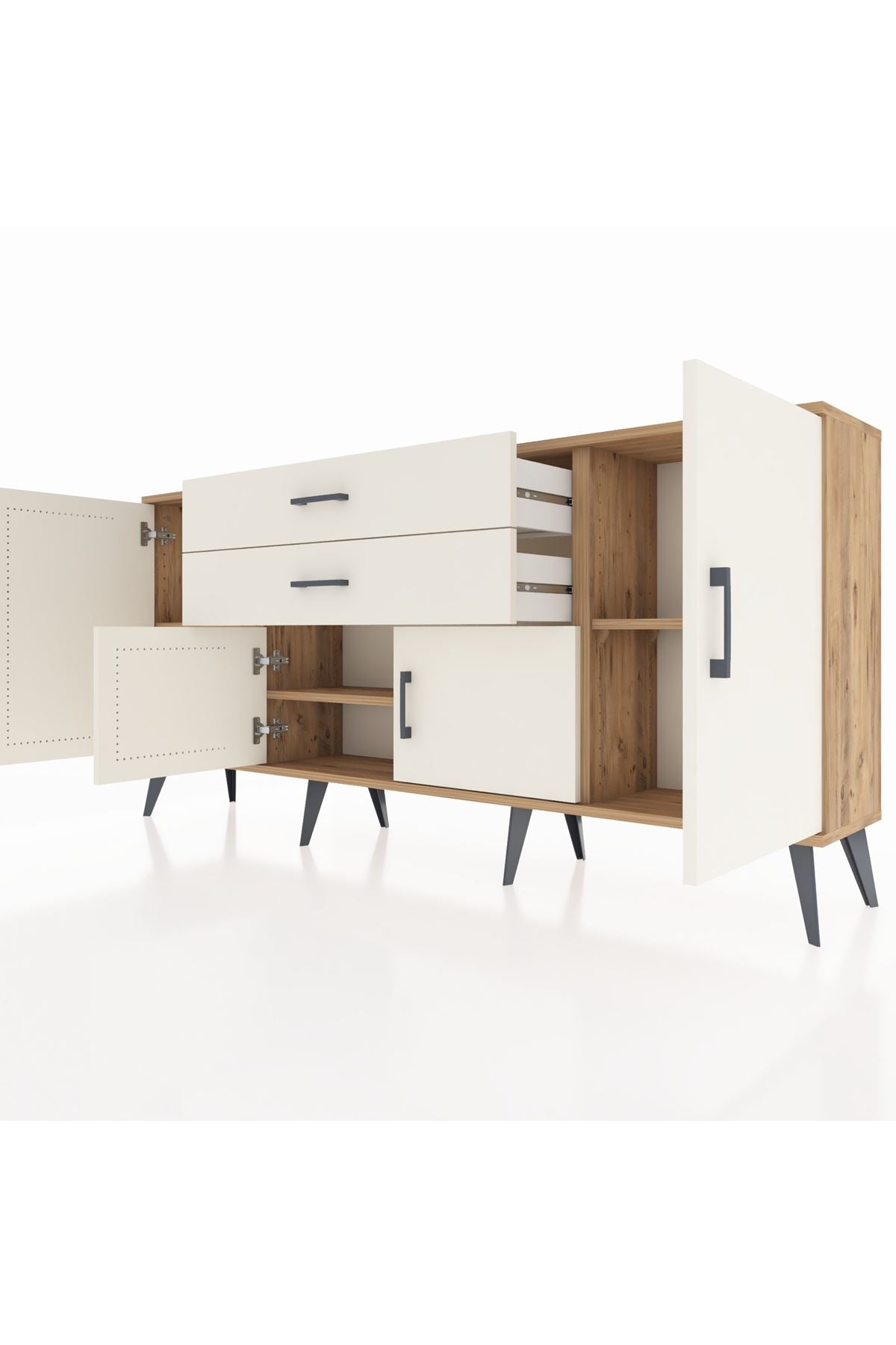 Arges Konsol 3 Raflı 2 Çekmeceli 4 Kapaklı 176x30x83 - S148M002V22A