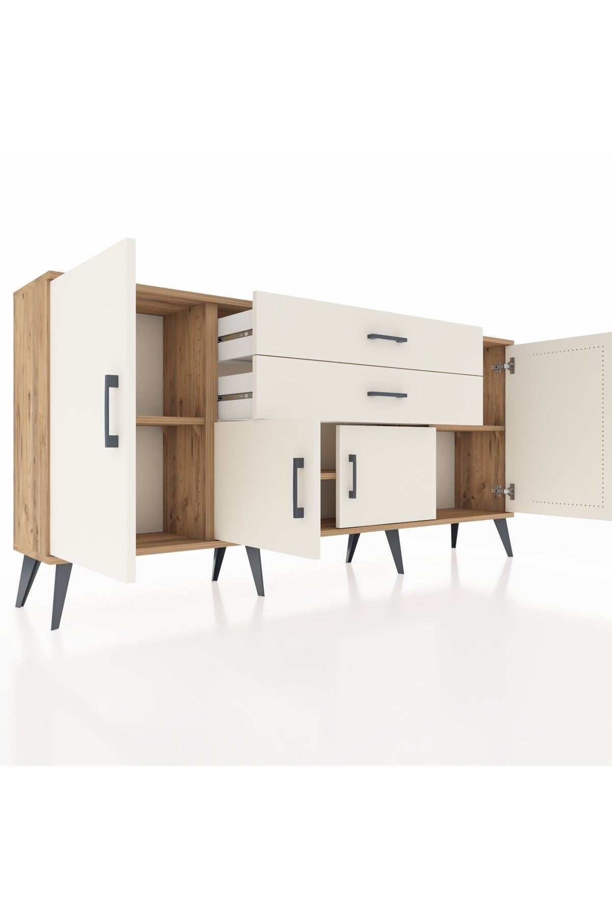 Arges Konsol 3 Raflı 2 Çekmeceli 4 Kapaklı 176x30x83 - S148M002V22A