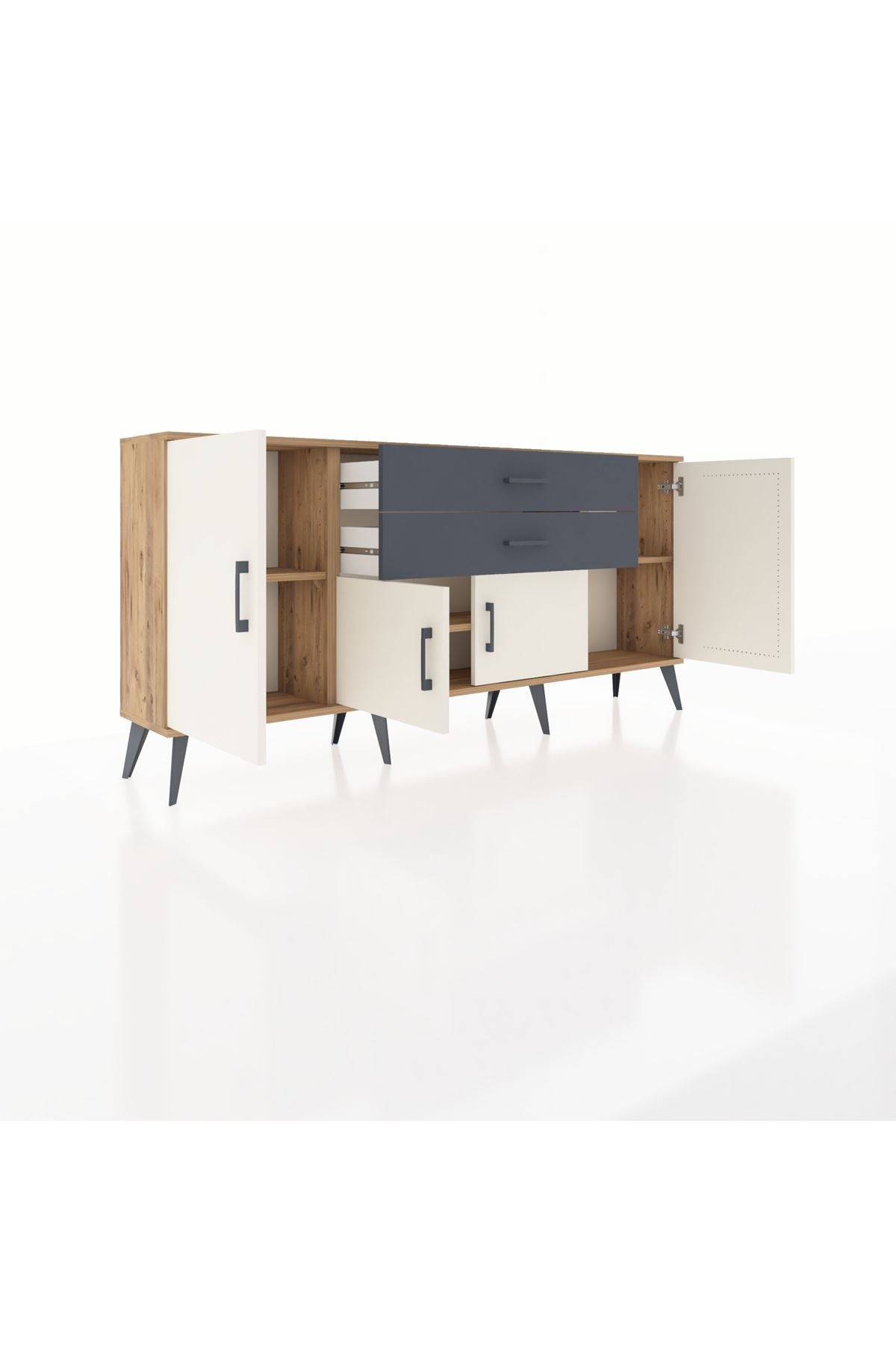 Arges Konsol 3 Raflı 2 Çekmeceli 4 Kapaklı 176x30x83 - S148M002V23A