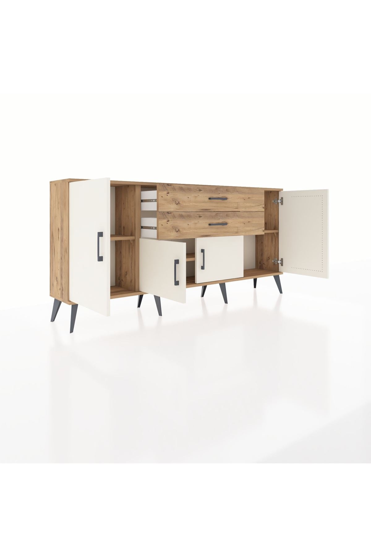 Arges Konsol 3 Raflı 2 Çekmeceli 4 Kapaklı 176x30x83 - S148M002V24A