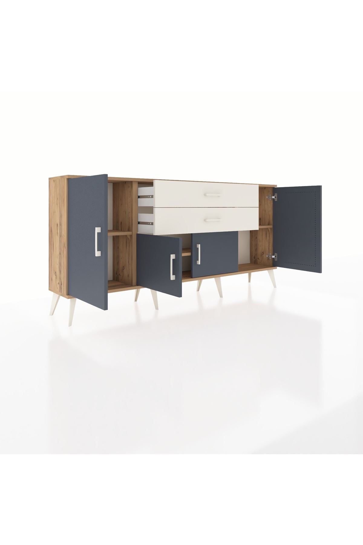 Arges Konsol 3 Raflı 2 Çekmeceli 4 Kapaklı 176x30x83 - S148M002V25A