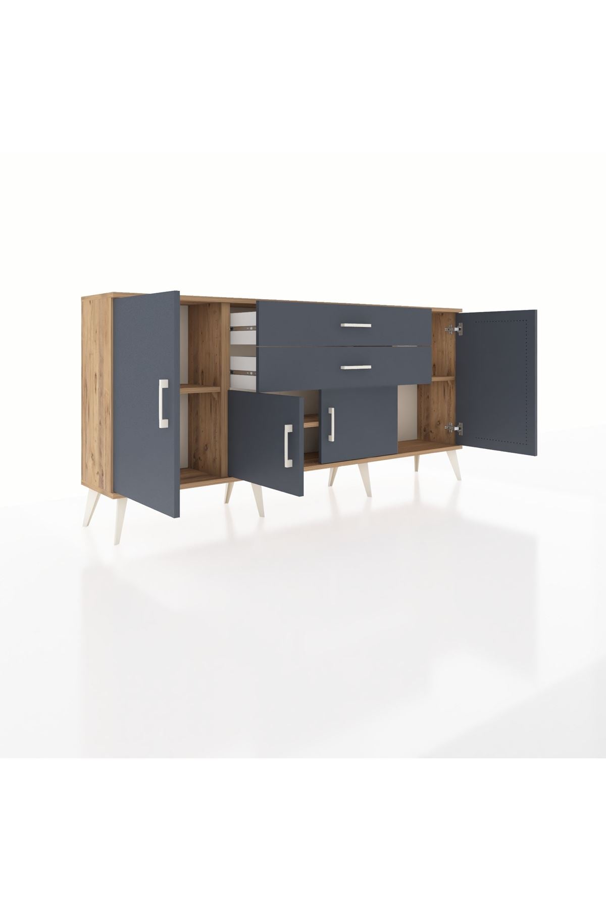 Arges Konsol 3 Raflı 2 Çekmeceli 4 Kapaklı 176x30x83 - S148M002V26A