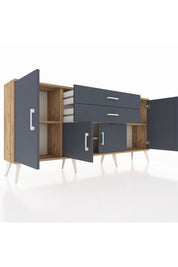 Arges Konsol 3 Raflı 2 Çekmeceli 4 Kapaklı 176x30x83 - S148M002V26A
