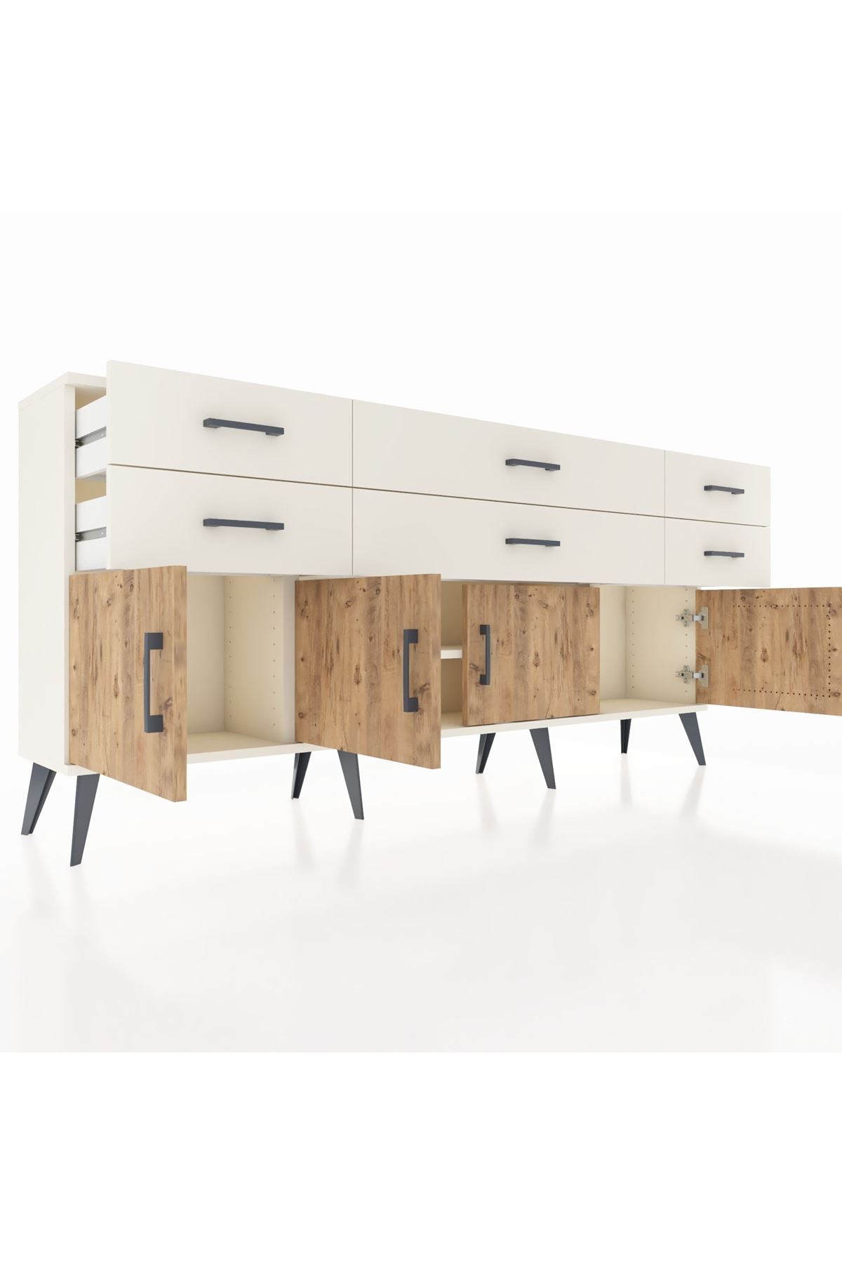 Arges Konsol 2 Raflı 6 Çekmeceli 4 Kapaklı 176x30x83 - S148M003V01A