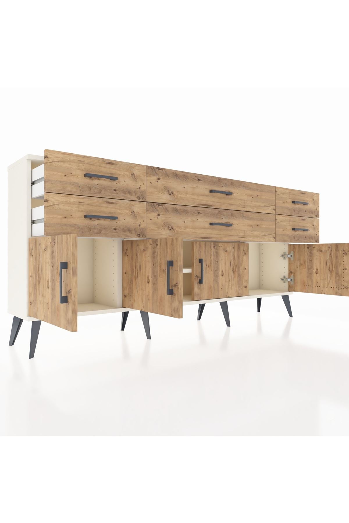 Arges Konsol 2 Raflı 6 Çekmeceli 4 Kapaklı 176x30x83 - S148M003V03A