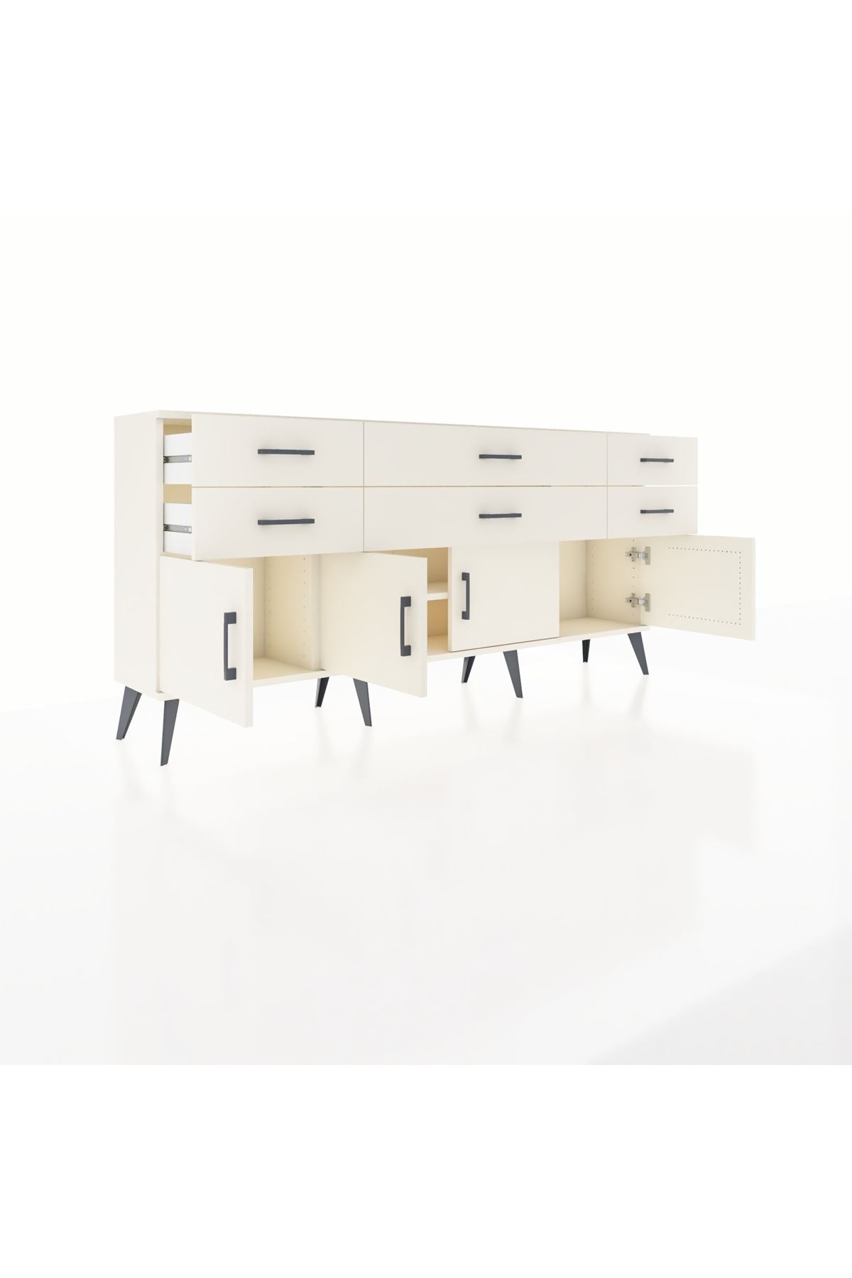 Arges Konsol 2 Raflı 6 Çekmeceli 4 Kapaklı 176x30x83 - S148M003V04A