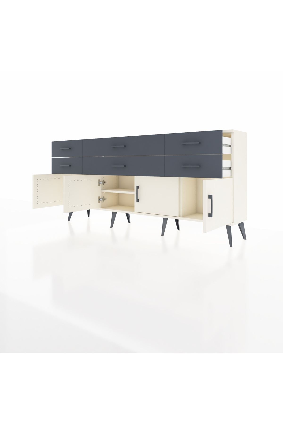 Arges Konsol 2 Raflı 6 Çekmeceli 4 Kapaklı 176x30x83 - S148M003V05A