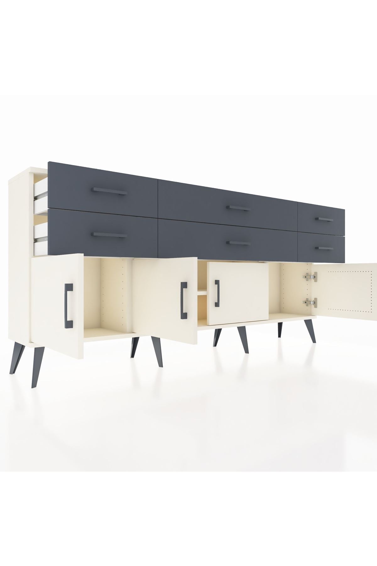 Arges Konsol 2 Raflı 6 Çekmeceli 4 Kapaklı 176x30x83 - S148M003V05A