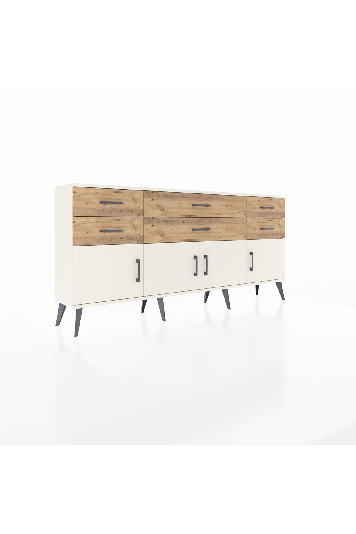 Arges Konsol 2 Raflı 6 Çekmeceli 4 Kapaklı 176x30x83 - S148M003V06A