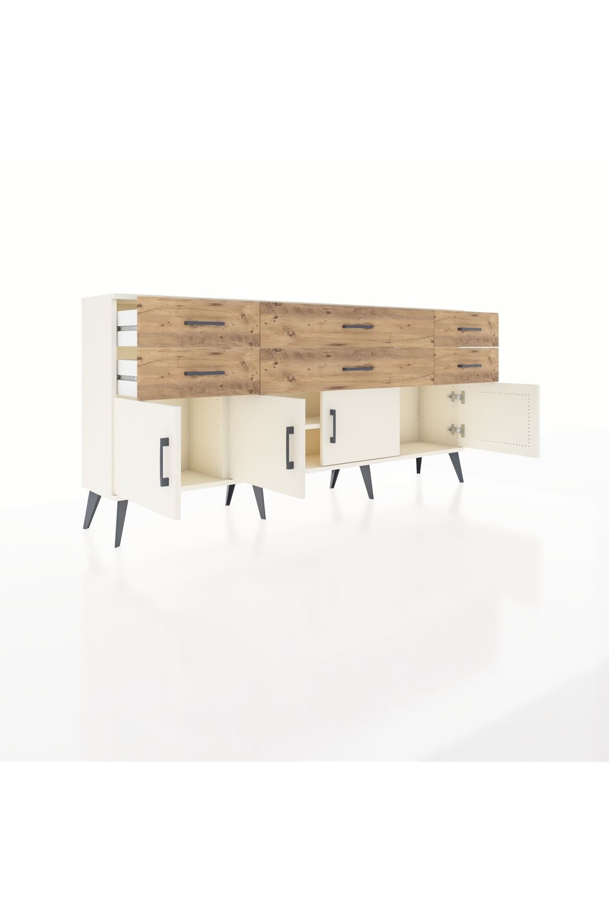 Arges Konsol 2 Raflı 6 Çekmeceli 4 Kapaklı 176x30x83 - S148M003V06A