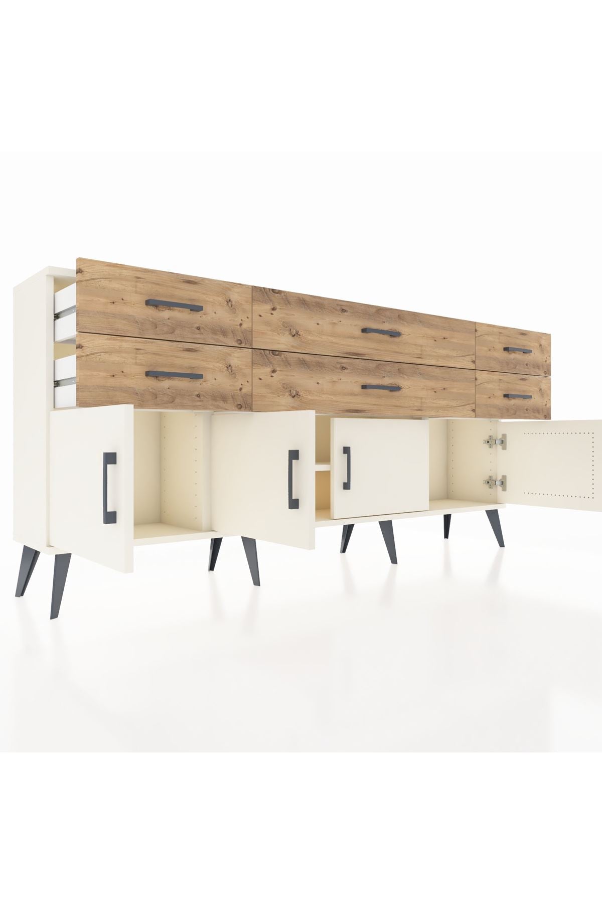 Arges Konsol 2 Raflı 6 Çekmeceli 4 Kapaklı 176x30x83 - S148M003V06A