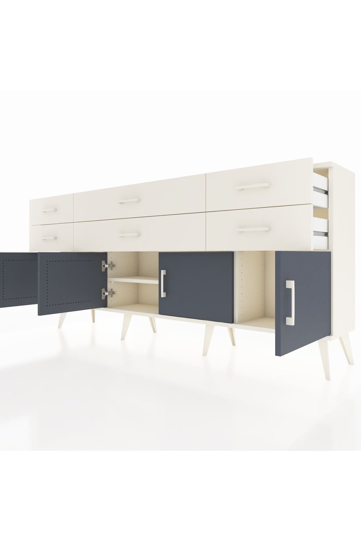 Arges Konsol 2 Raflı 6 Çekmeceli 4 Kapaklı 176x30x83 - S148M003V07A