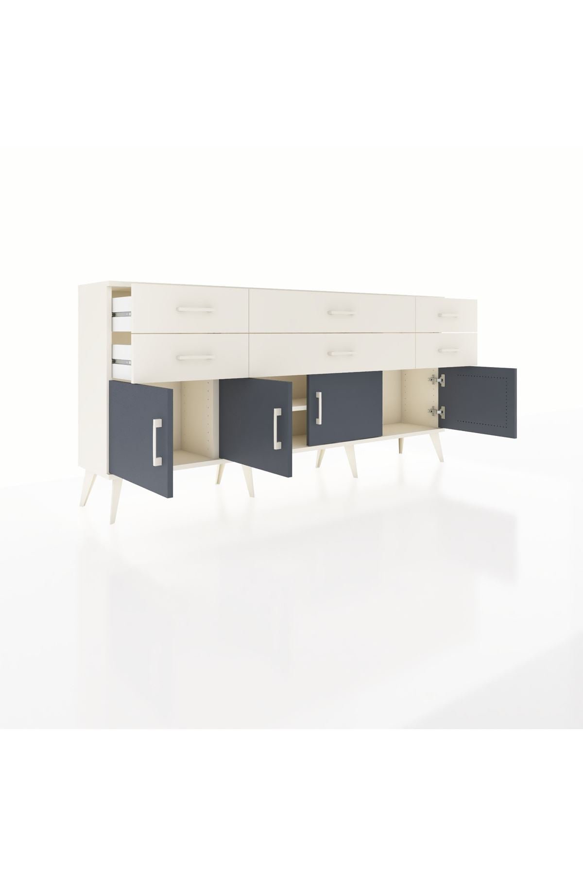 Arges Konsol 2 Raflı 6 Çekmeceli 4 Kapaklı 176x30x83 - S148M003V07A