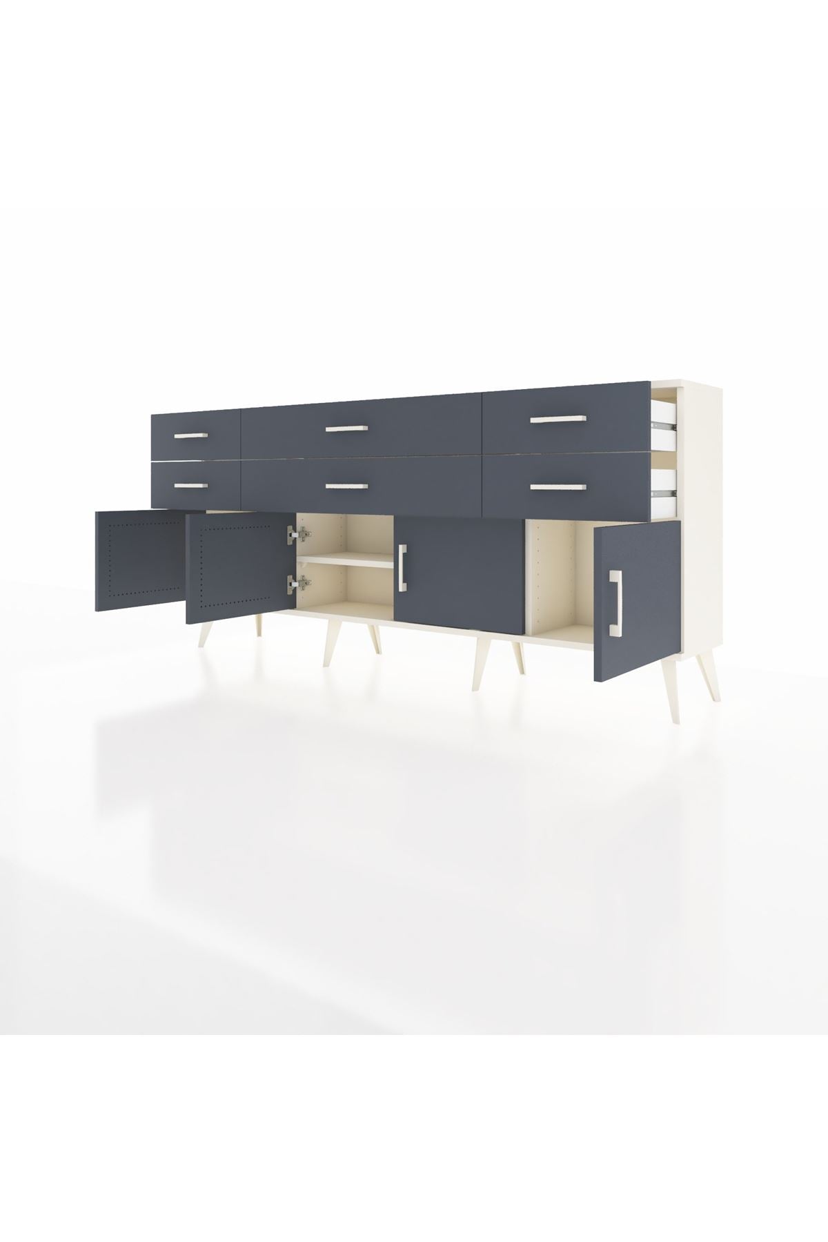 Arges Konsol 2 Raflı 6 Çekmeceli 4 Kapaklı 176x30x83 - S148M003V08A