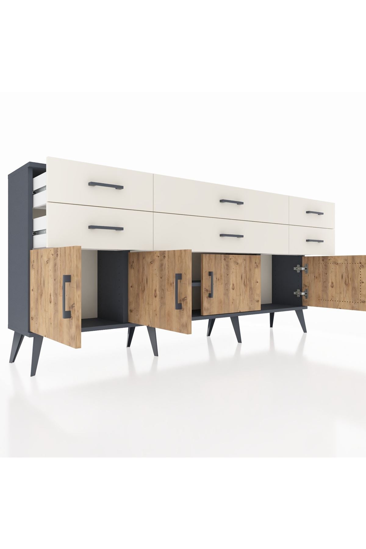 Arges Konsol 2 Raflı 6 Çekmeceli 4 Kapaklı 176x30x83 - S148M003V10A