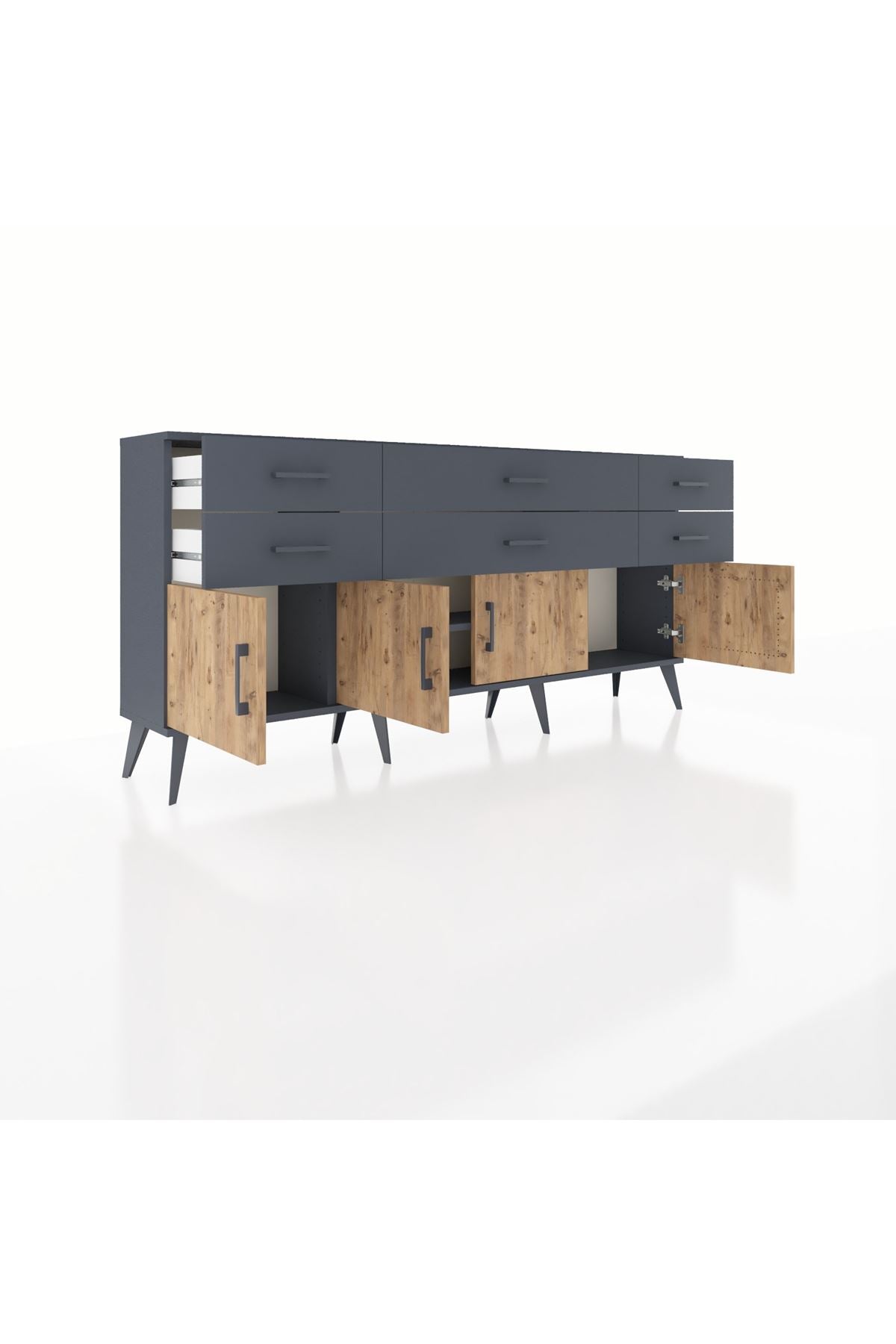 Arges Konsol 2 Raflı 6 Çekmeceli 4 Kapaklı 176x30x83 - S148M003V11A