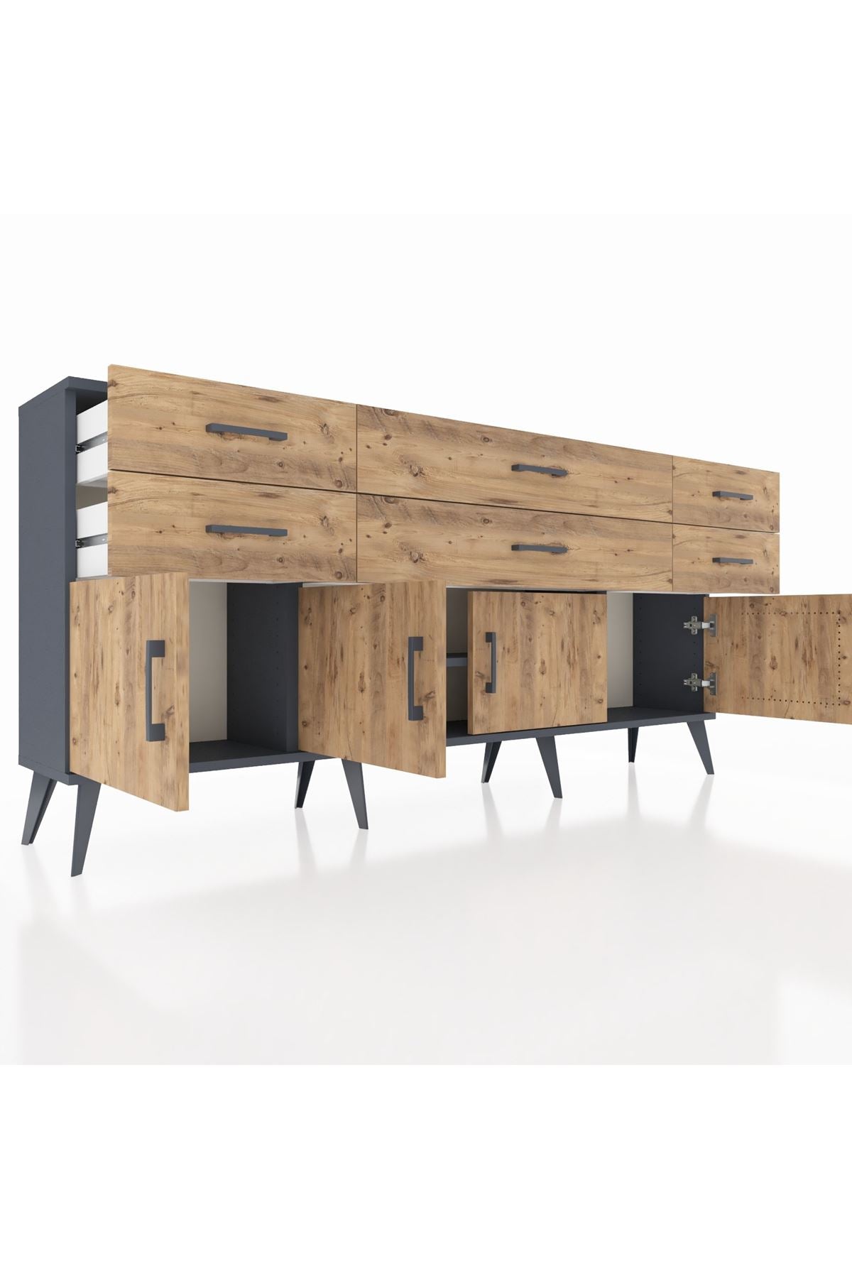 Arges Konsol 2 Raflı 6 Çekmeceli 4 Kapaklı 176x30x83 - S148M003V12A