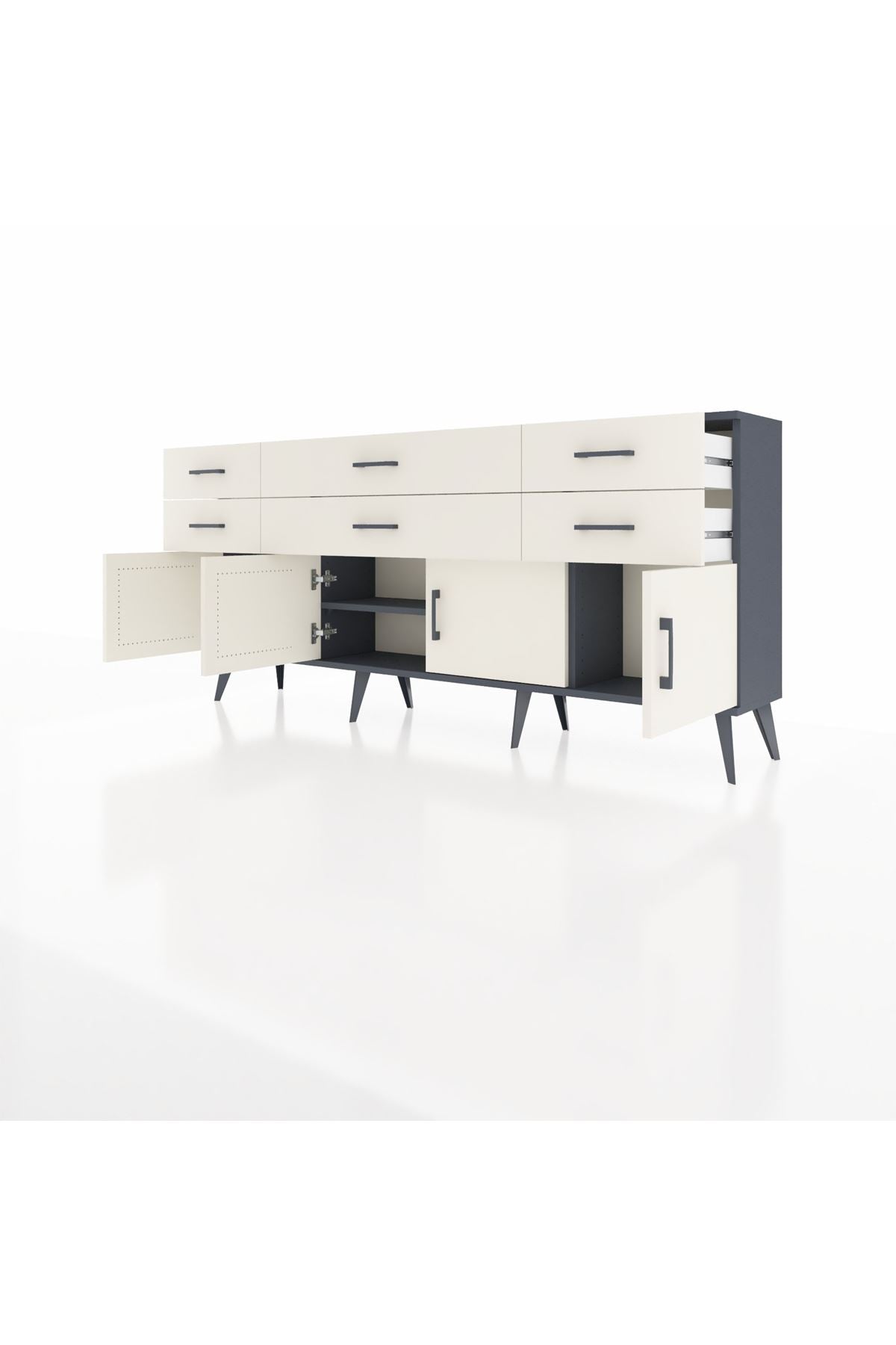 Arges Konsol 2 Raflı 6 Çekmeceli 4 Kapaklı 176x30x83 - S148M003V13A