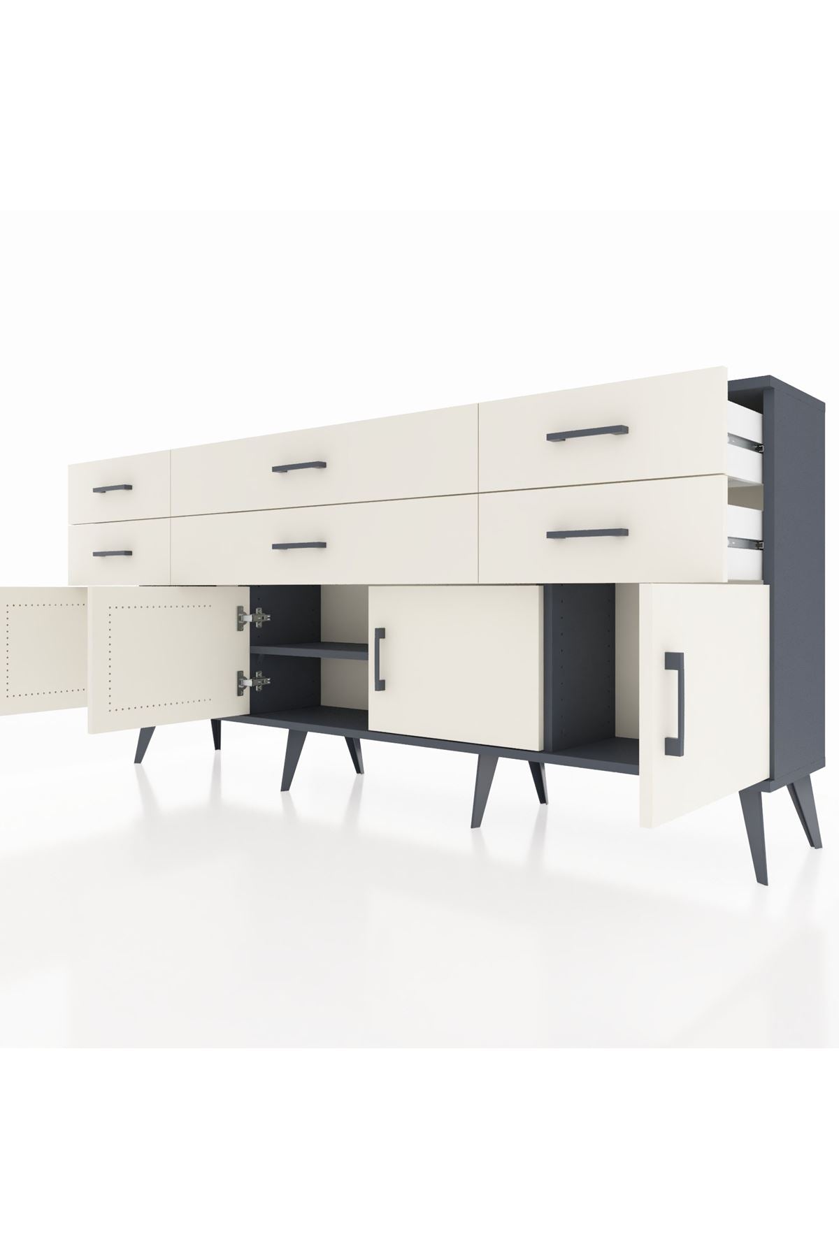 Arges Konsol 2 Raflı 6 Çekmeceli 4 Kapaklı 176x30x83 - S148M003V13A