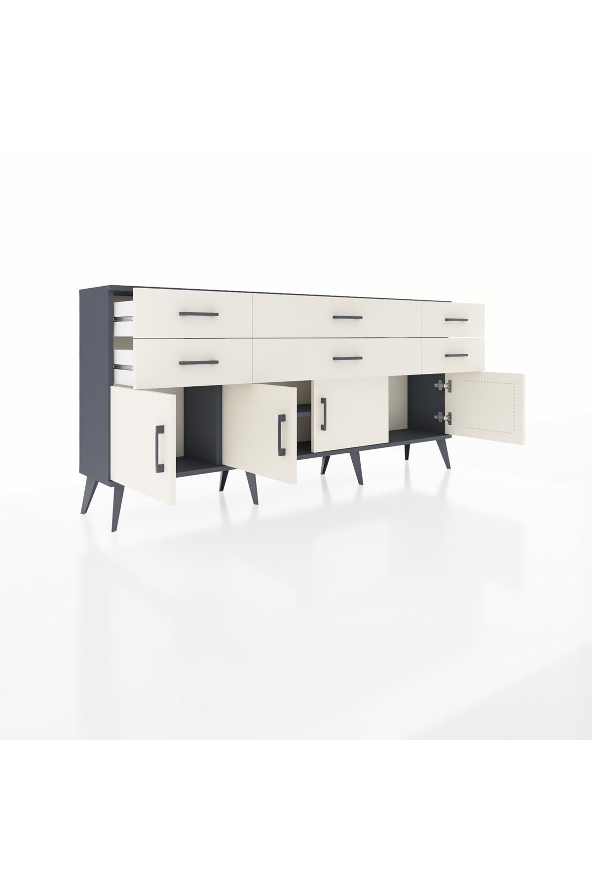 Arges Konsol 2 Raflı 6 Çekmeceli 4 Kapaklı 176x30x83 - S148M003V13A