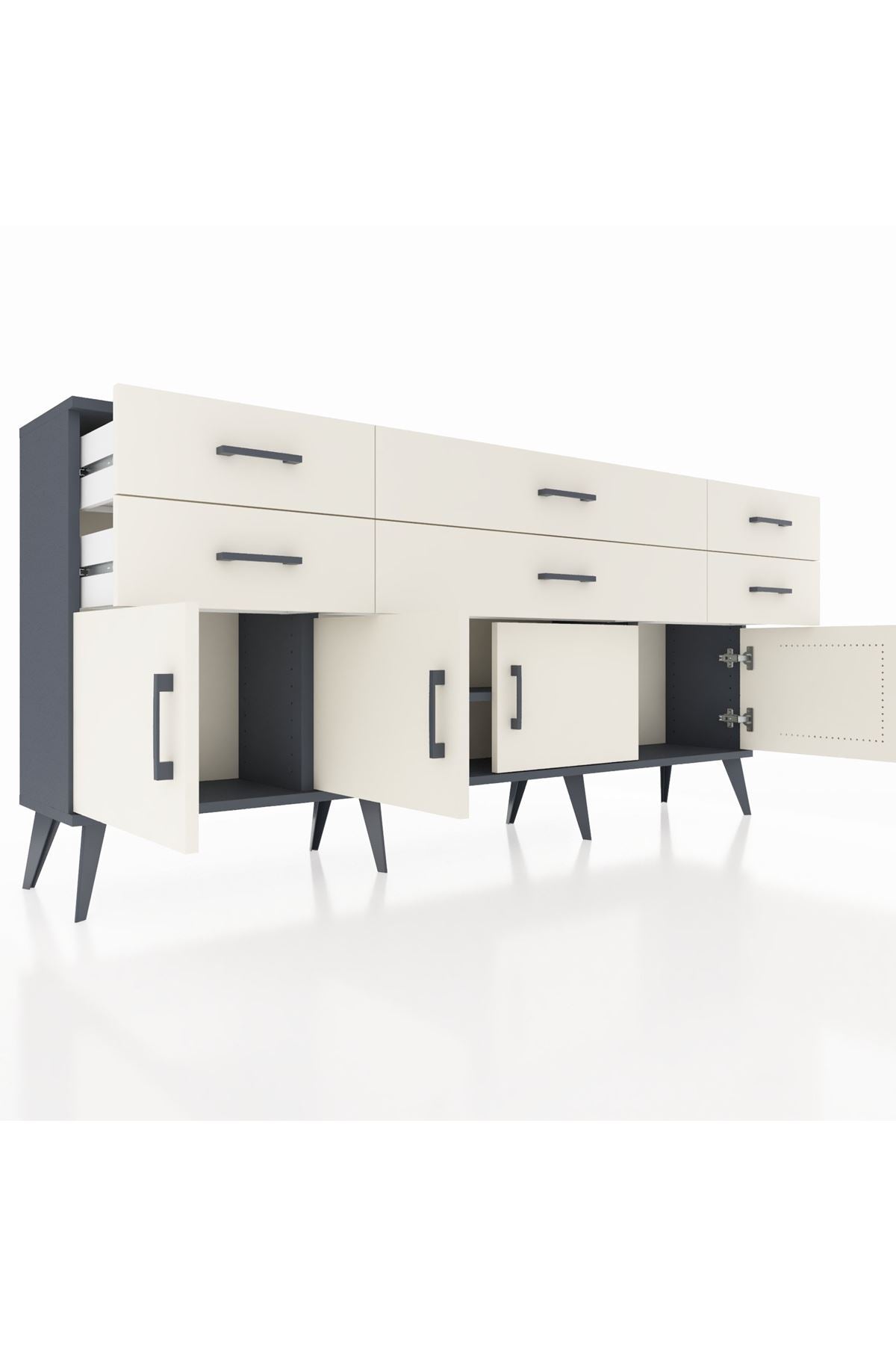 Arges Konsol 2 Raflı 6 Çekmeceli 4 Kapaklı 176x30x83 - S148M003V13A