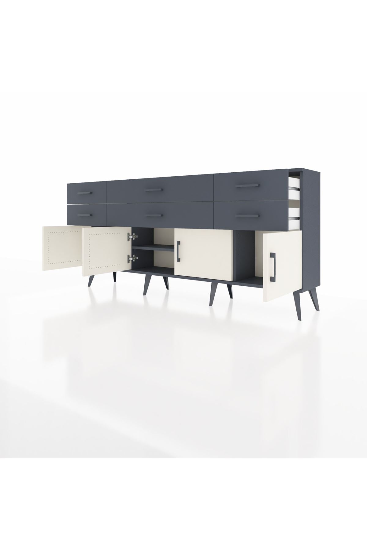 Arges Konsol 2 Raflı 6 Çekmeceli 4 Kapaklı 176x30x83 - S148M003V14A