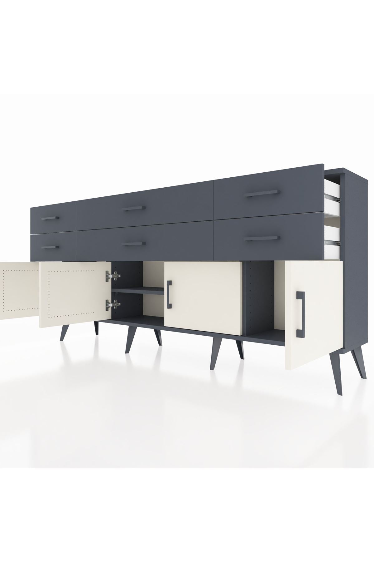 Arges Konsol 2 Raflı 6 Çekmeceli 4 Kapaklı 176x30x83 - S148M003V14A