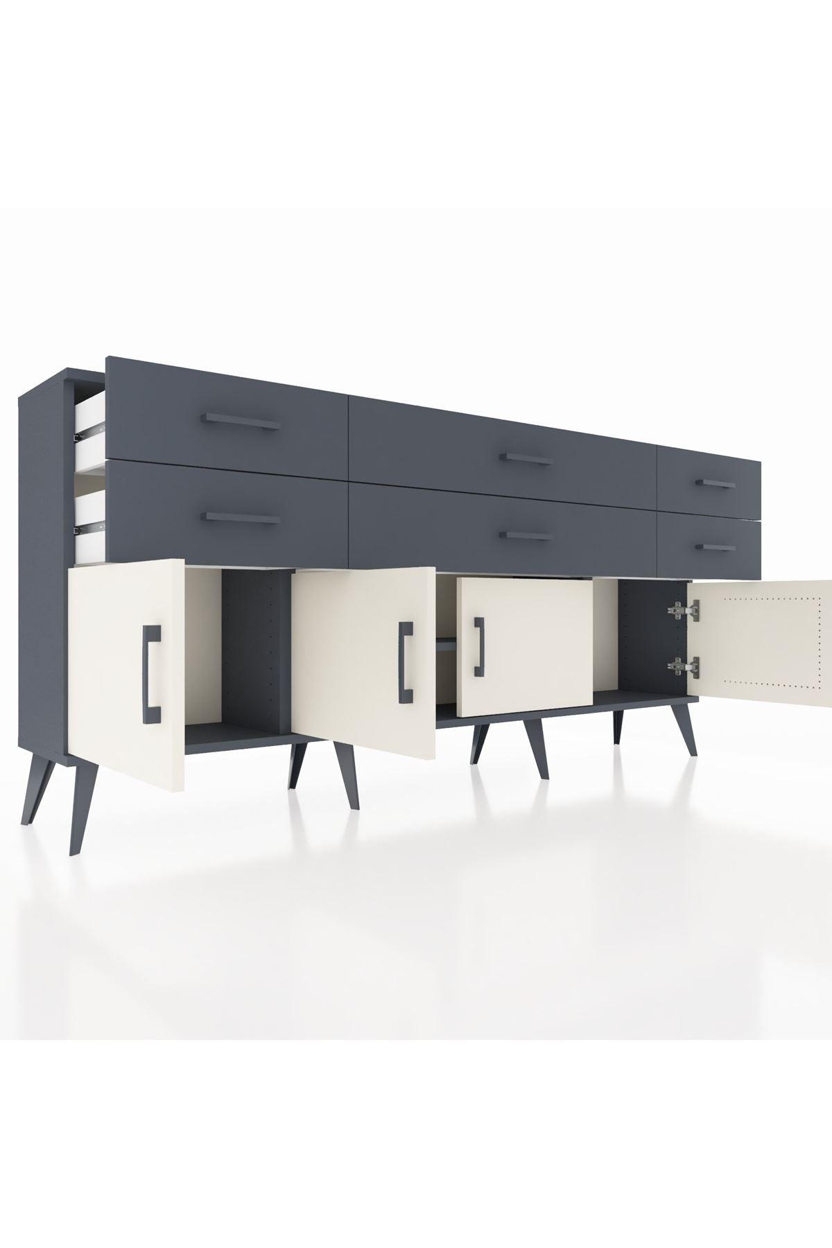 Arges Konsol 2 Raflı 6 Çekmeceli 4 Kapaklı 176x30x83 - S148M003V14A