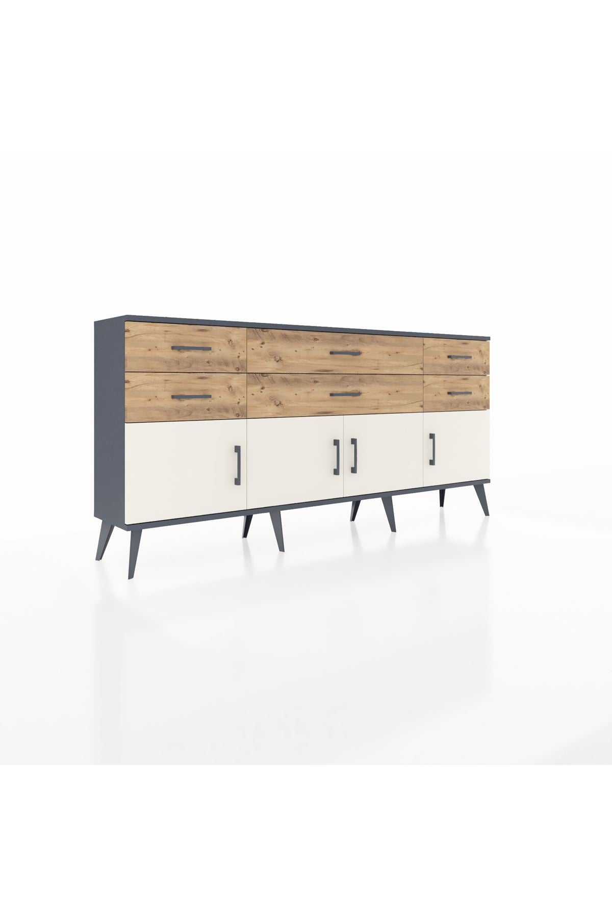 Arges Konsol 2 Raflı 6 Çekmeceli 4 Kapaklı 176x30x83 - S148M003V15A