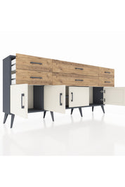 Arges Konsol 2 Raflı 6 Çekmeceli 4 Kapaklı 176x30x83 - S148M003V15A