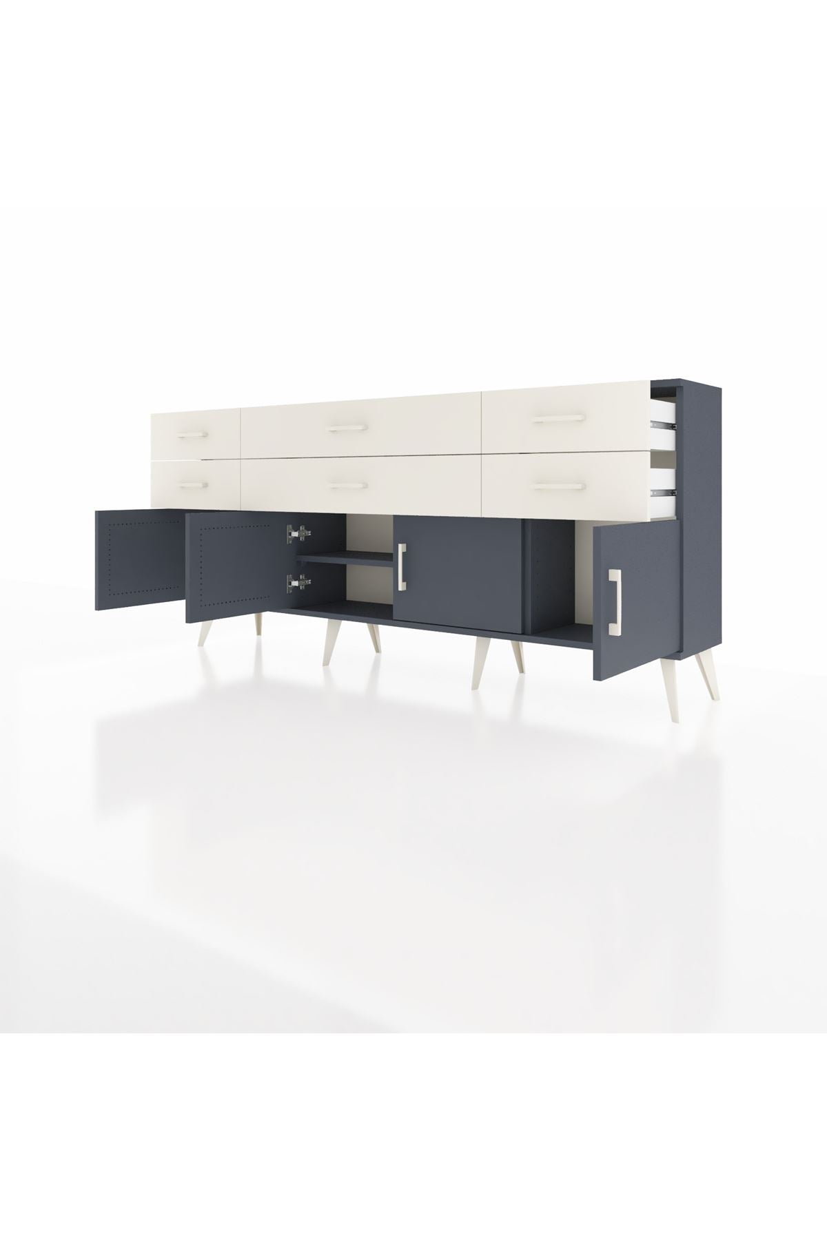 Arges Konsol 2 Raflı 6 Çekmeceli 4 Kapaklı 176x30x83 - S148M003V16A