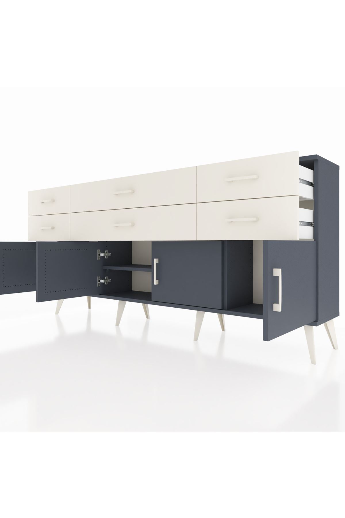 Arges Konsol 2 Raflı 6 Çekmeceli 4 Kapaklı 176x30x83 - S148M003V16A