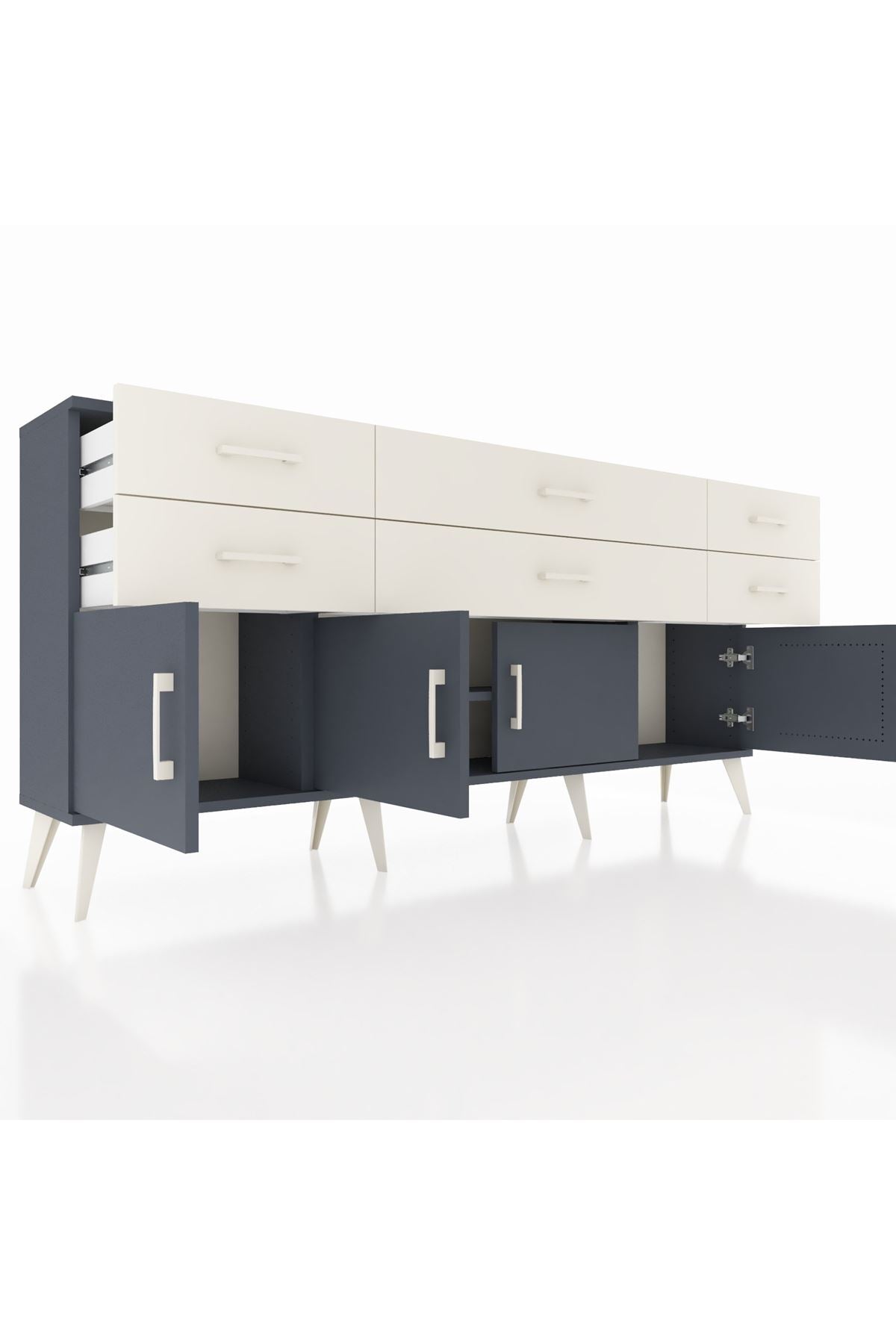 Arges Konsol 2 Raflı 6 Çekmeceli 4 Kapaklı 176x30x83 - S148M003V16A