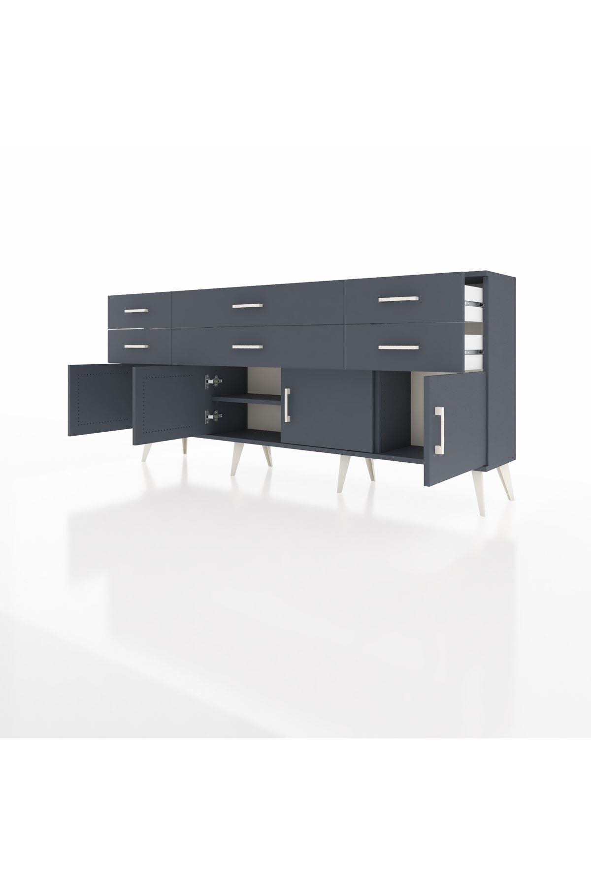 Arges Konsol 2 Raflı 6 Çekmeceli 4 Kapaklı 176x30x83 - S148M003V17A